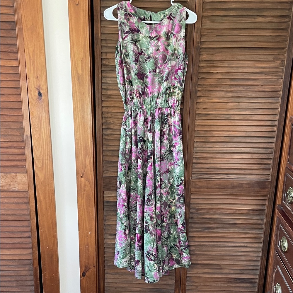 Gorgeous Vintage Batik Rayon Sleeveless A-line Maxi Dress  (L)